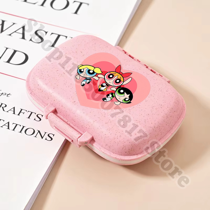 Tablet Accessories Gifts - 귀여운 파워퍼프걸 알약 보관함, 칸막이가 있는
