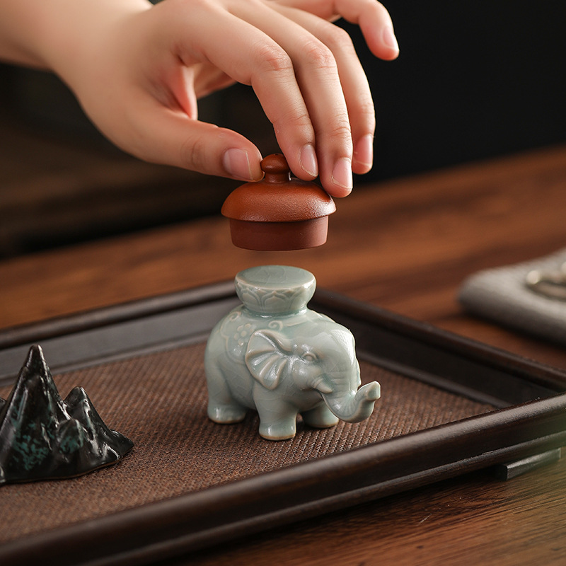 Office Table Accessories Unique - 창의적인 코끼리 뚜껑 홀더 세라믹 티
