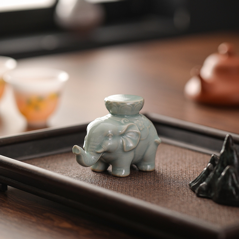 창의적인 코끼리 뚜껑 홀더 세라믹 티 펫 차 세트 액세 - Office Table Accessories Unique 리뷰 및 가격