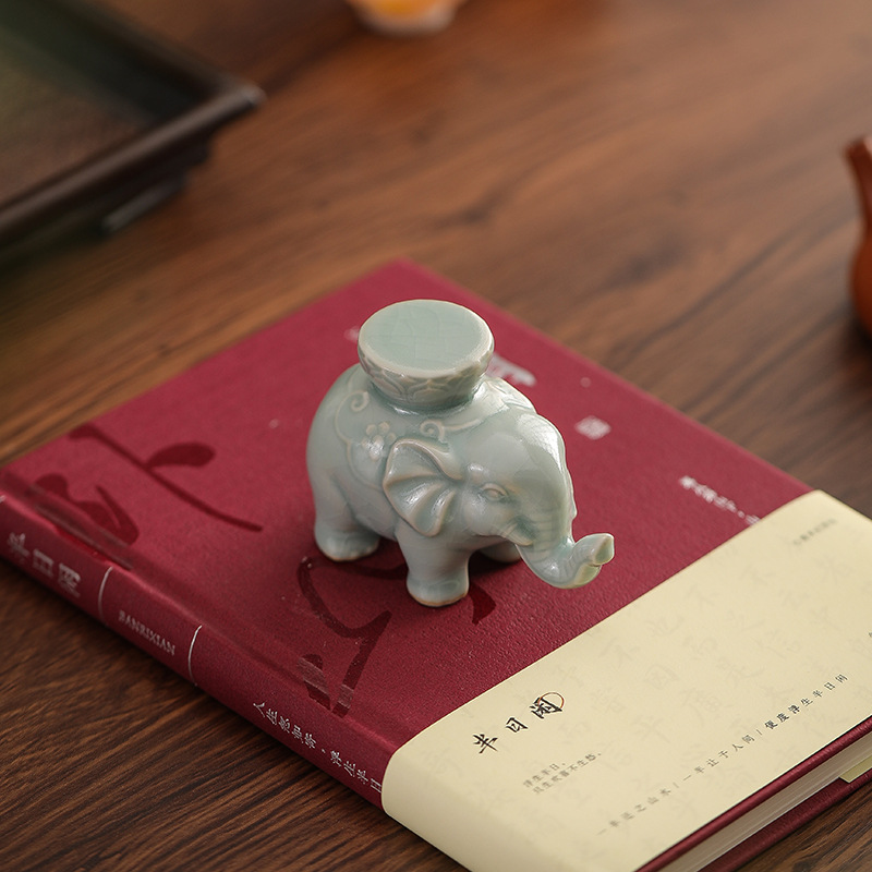 창의적인 코끼리 뚜껑 홀더 세라믹 티 펫 차 세트 액세 - Office Table Accessories Unique 리뷰 및 가격