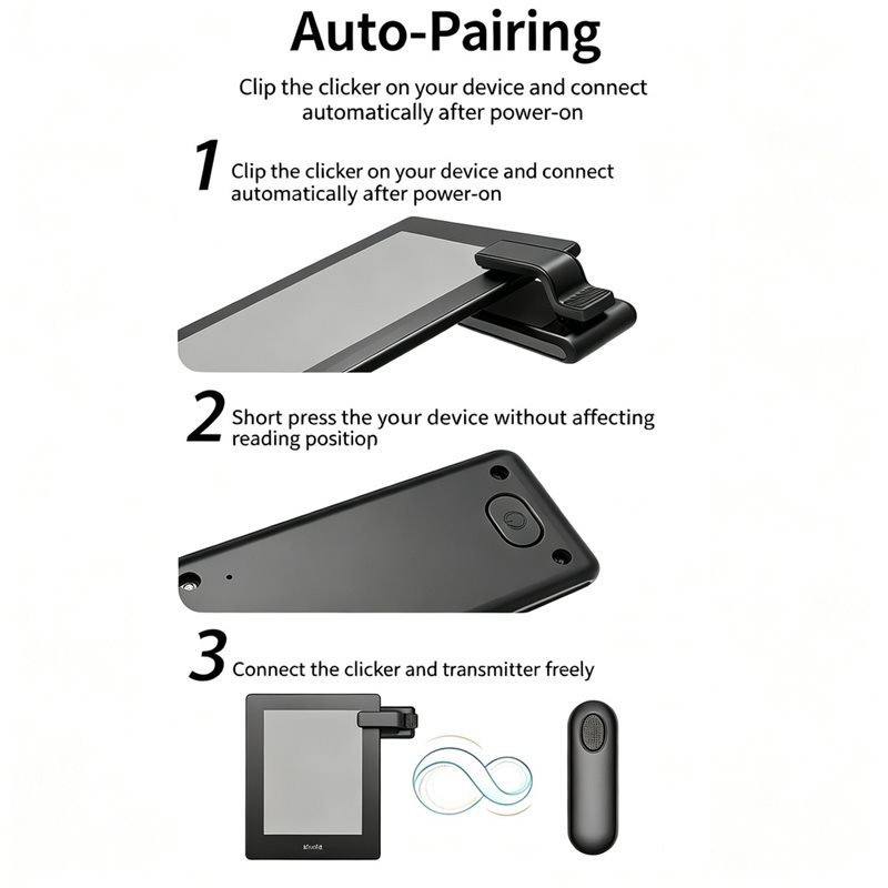DTB7 클립형 블루투스 페이지 터너 무선 리모컨 자동 - Tablet Accessories For Reading 리뷰 및 가격